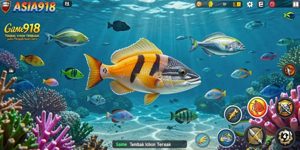 Screenshot menunjukkan aksi seru permainan Tembak Ikan di ASIA918.