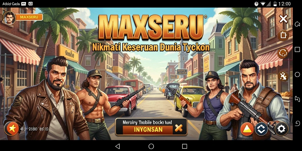 Screenshot gameplay MAXSERU yang menunjukkan keseruan berbisnis.
