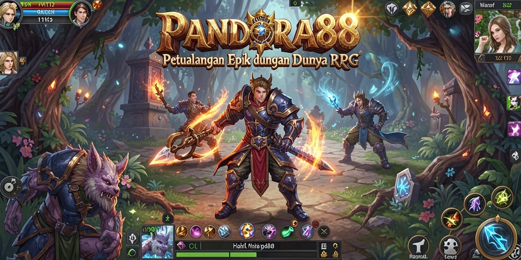 Tampilan layar permainan PANDORA88 yang menegangkan saat pertarungan RPG.