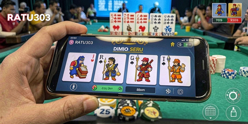 Screenshot utama RATU303 menampilkan gameplay Domino yang seru dan interaktif.