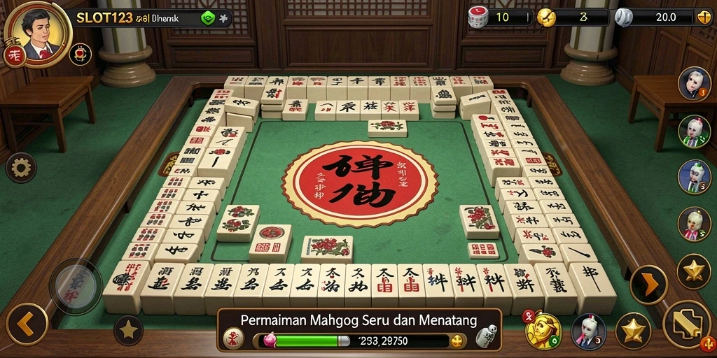 Tampilan gameplay Mahjong yang menantang dan menyenangkan.