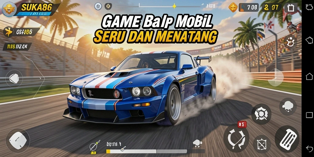 Tampilan gameplay SUKA86 dengan aksi balap yang mendebarkan.